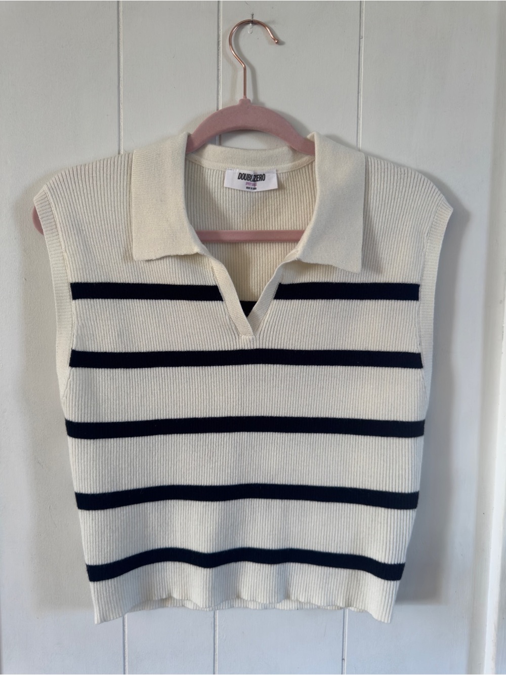 Striped Knit Sleeveless Sweater Top